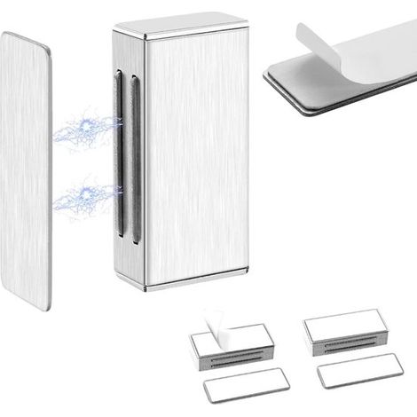 Lot de 2 aimants autocollants pour porte – 6,5 x 2,6 cm – Blanc – Fixation puissante – Armoires et moustiquaires (1/5)