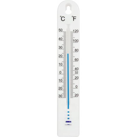 Termómetro universal (-30 a +50 °C), 17 cm, blanco, para interiores y exteriores, 1 unidad. (1/5)