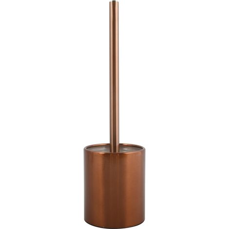 MSV – Brosse WC avec support en acier inoxydable finition cuivrée – Poils résistants à l'usure – Dimensions 10x43cm – Accessoire de salle de bain