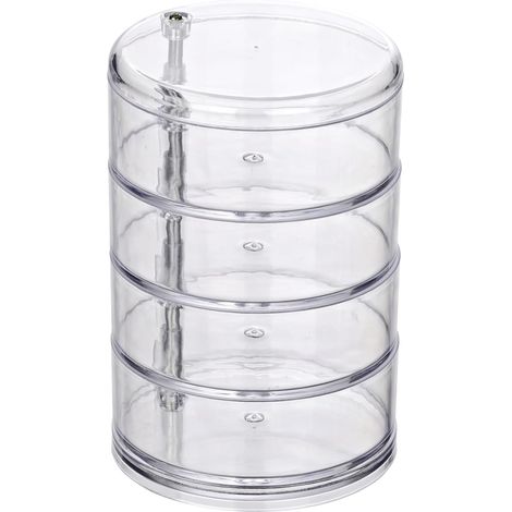 Boîte de rangement pour salle de bain, boîte de rangement ronde en acrylique, 4 compartiments, 11,5 cm de diamètre. (1/5)