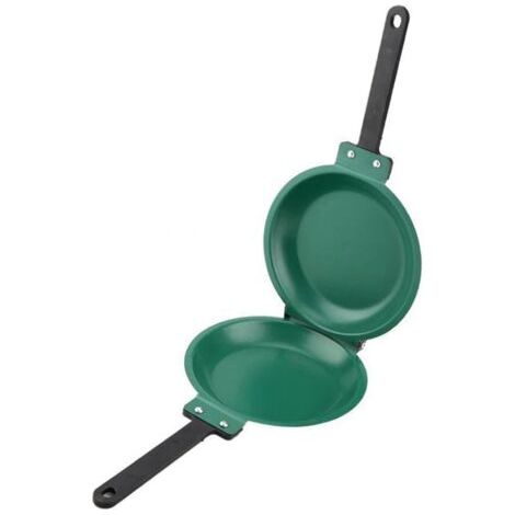 Riuulity Poêle Pliante en Acier Inoxydable, Poêle Antiadhésive Double Face, 19 Cm pour une Cuisson Rapide du Petit Déjeuner (Green) (1/5)