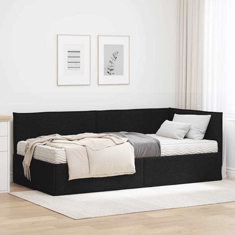 Eckbettgestell mit Matratze mit Kopfteil 2 pcs Grün Samt
