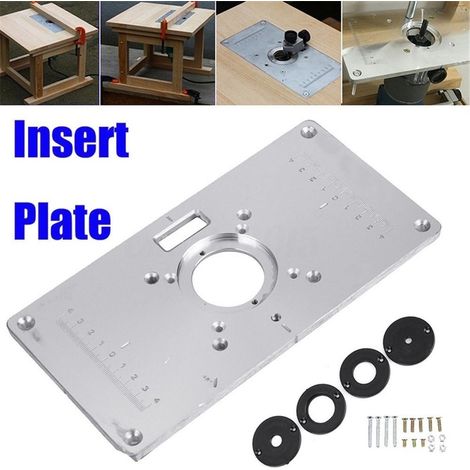 Einsatzplatte aus Aluminiumlegierung für Abricht- und Dickenhobeltisch mit 4 Ringen und Schrauben - 420 x 420 mm - Für Werkbänke aus Holz