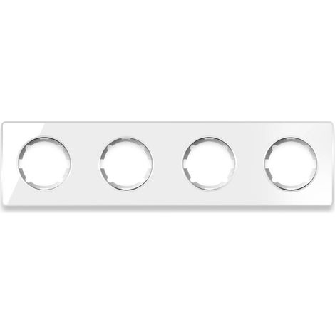 Plaque de finition en verre quadruple – Installation horizontale – Couleur blanche – Pour interrupteurs et prises OneKeyElectro – Warm-On