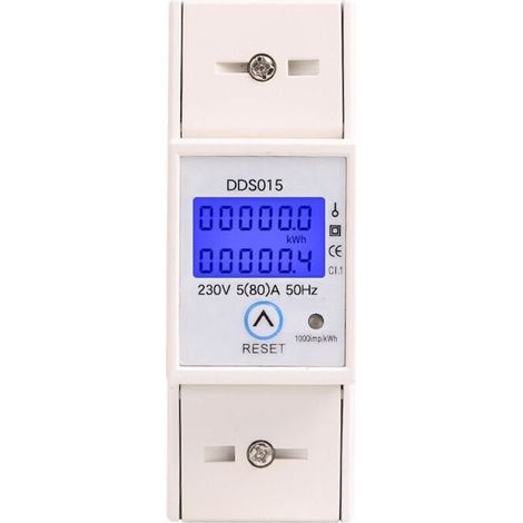 Sous compteur électrique monophasé 80A max modulaire, Simple tarif, Affichage LCD, Remise a zéro partielle (1/5)