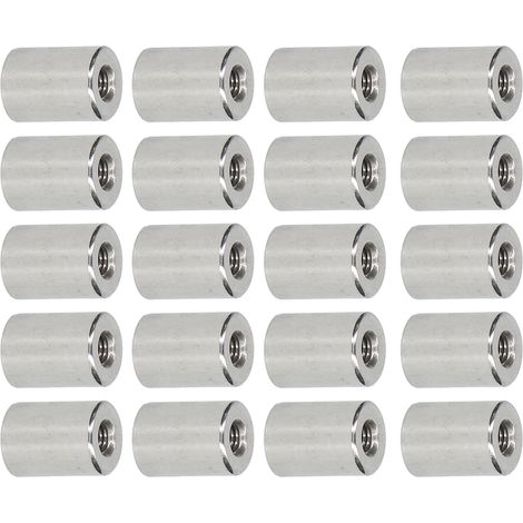 20 écrous de raccordement pour tige ronde, filetage femelle, acier inoxydable 304, M5x0,8, 12 L16 mm (1/5)