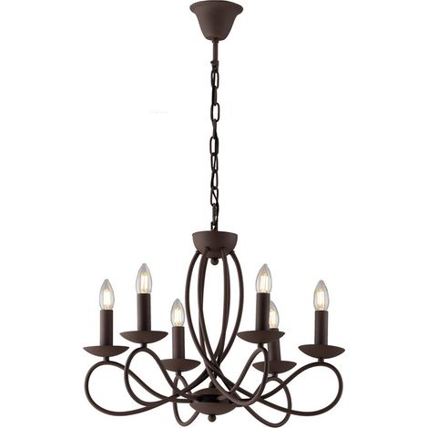 "Lampadario a sospensione GINEVRA in metallo corten a sei luci" (1/2)