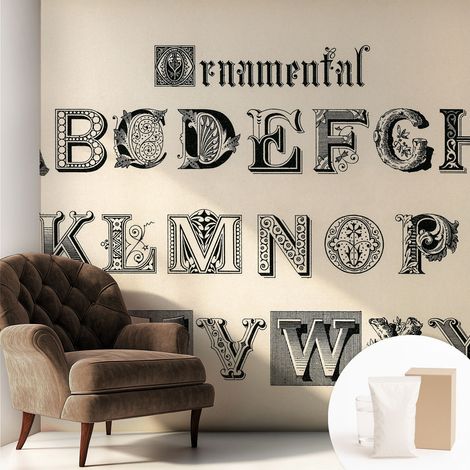 Papier peint intissé décoratif avec motifs pour salon et chambre a motif - Colle incluse gratuite Lettres décoratives 250x250 cm (1/5)