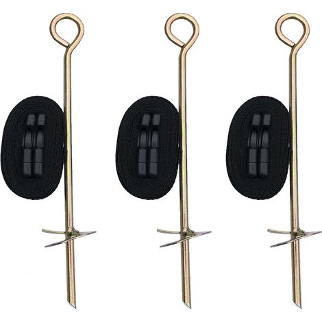Kit d'ancrage trampoline 4 sardines et 4 sangles – Accessoires pour fixation sécurisée – Compatible tous modèles – Couleur noire – Jardideco