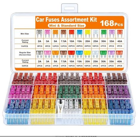 Kit de 168 fusibles voiture – Mini et standard 2A à 40A – Plastique écologique et alliage de zinc – Protection rapide des appareils électriques - 168Pcs (1/5)
