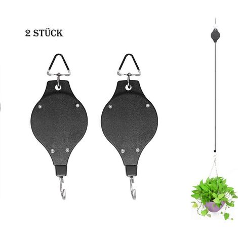 MINKUROW 2 Pezzi Cesto Di Fiori Gancio Fune Puleggia Semaforo Sollevatore Piante Regolabile Retrattile Tirando Giù Gancio Supporto Per Piante Per Casetta Degli Uccelli Cesto Appeso (1/4)