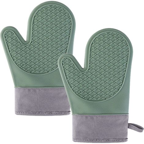 1 Paire Gants, Silicone Coton, Résistant Chaleur Vapeur, Antidérapant, Cuisine Barbecue Four (1/5)