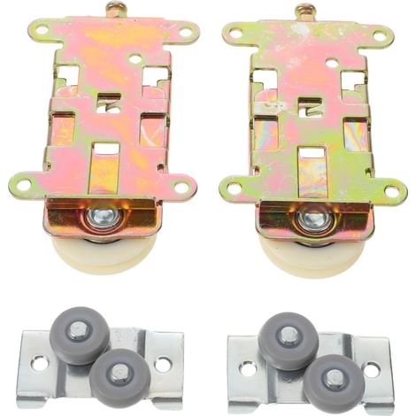 Lot de 2 roulettes coulissantes 31,5 mm métal argent, glissement silencieux pour porte placard miroir, kit rénovation rapide pour dressing armoire meuble (1/5)