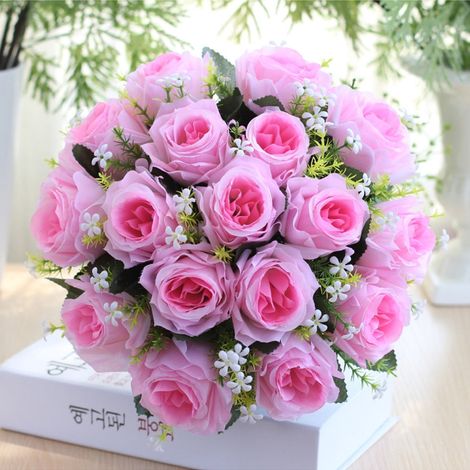 Bouquet De Roses Artificielles - 18 Têtes - Longueur Totale 36 Cm - Pour Décoration Mariage Maison Jardin Bureau - 1 Pièce (1/3)