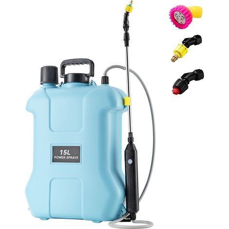 Elektrisches Sprühgerät mit großem Fassungsvermögen (15 Liter), Hochdruck-Schultersprühgerät, akkubetrieben, mit Teleskopstange und 3 Düsen (1/5)