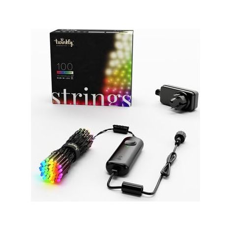 Strings 100 LED RGB+Blanc, Guirlande Lumineuse Exterieur et Intérieur, Lumières LED Multicolores, Compatible avec , IP44, Guirlande Noël, Contrôle App, Fil Noir, 8m (1/5)