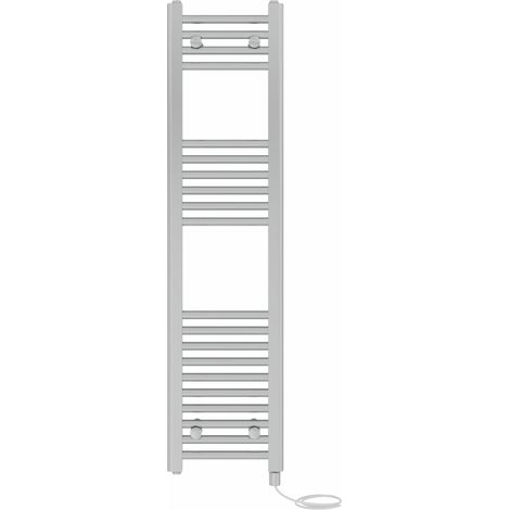 Prefilled Electric Straight Heated Towel Rail Radiator Ladder Warmer 1200x300mm Chrome (1/5)