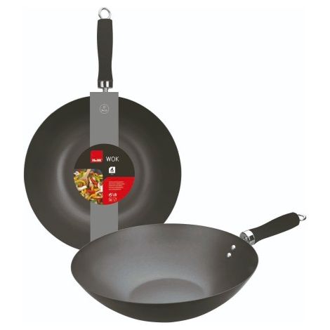 Ibili Wok 30 cm Acero al Carbono Antiadherente Plateado