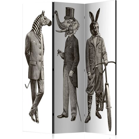 Paravent Design Élégant Zoo - Décoratif et Stylé 3 Panneaux - Beige et Noir (1/5)