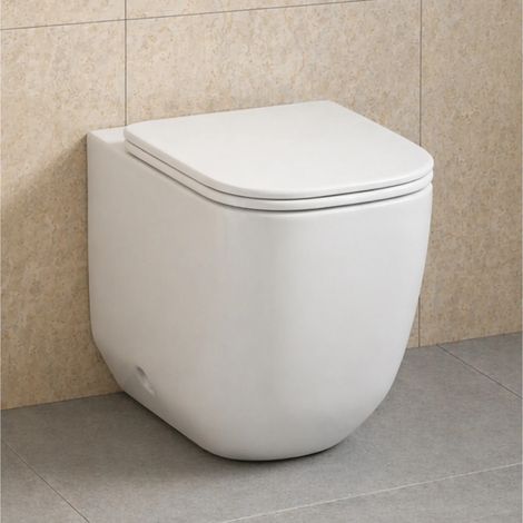 Wc filo muro bianco opaco con scarico tornado e design arrotondato Kora (1/5)
