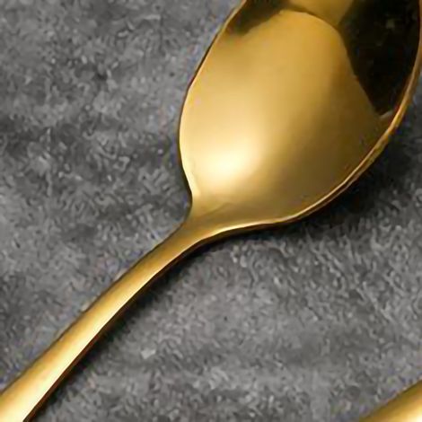 Ensemble de couverts portables en acier inoxydable : couteau à steak, fourchette, cuillère, vaisselle épaisse, petite cuillère dorée (1/5)