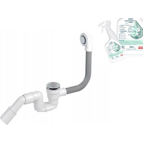 Sifón Prevvex cromado de clic-clac Bathloc con vinagre doméstico