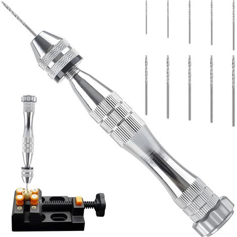 Punta da trapano manuale per stampi in resina, trapano a mano elicoidale in argento da 12 cm con 10 punte in acciaio (0,8-3 mm), strumento di perforazione per resina epossidica, argilla polimerica, le (1/5)