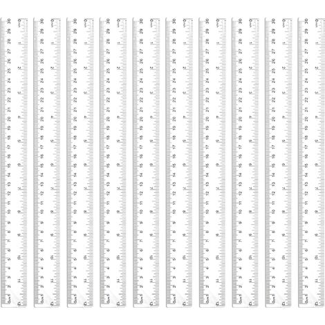 Lot de 10 règles en plastique transparent de 30 cm Règles droites en plastique avec échelle métrique pouces Outil de mesure de précision pour l'école,le bureau,la maison (1/5)