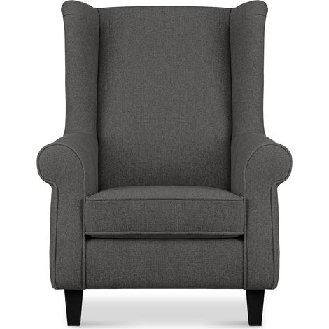 KONSIMO MILES Ohrensessel Massivholzbeine schwarz, grau (1/5)