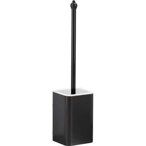 Ultra Soft Nylon Toilet Brush With Aluminum Holder Vertical Wall Mounting Without Water Accumulation Black (1/4)