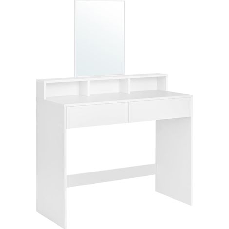 VASAGLE Toeletta con Specchio Grande, Postazione Trucco con 2 Cassetti e 3 Scomparti, Tavolo da Trucco, Stile Moderno, Bianco RDT163W01 (1/5)