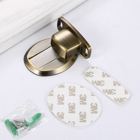 2-teiliger starker magnetischer Türstopper, Metall-Türstopper, Hochleistungs-Türstopper mit 3M-Selbstklebeband, verdeckte Schrauben, Bodenbefestigung, Bronze (1/5)