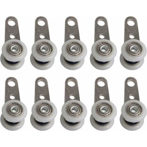 Lot De 10 Roulettes Pour Baies Vitrées Ou Portes Coulissantes - En Métal Et En Plastique - 4,5 X 1,9 Cm (1/5)
