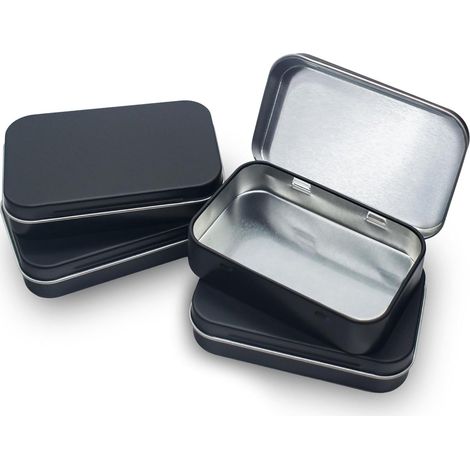 Lot de boîtes métalliques rectangulaires avec couvercles pour rangement de bonbons et petits objets dimensions 95 x 60 x 22 mm (1/5)