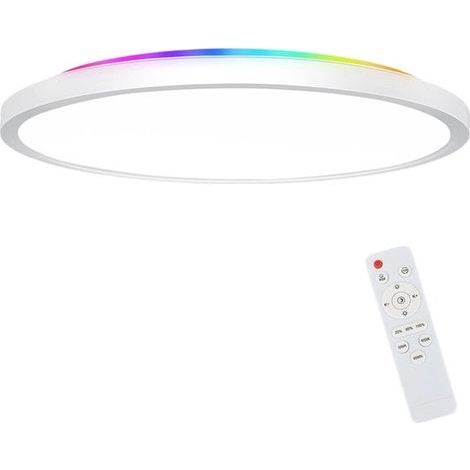 Plafonnier LED Longzimming 29 cm – Éclairage RGB pour salle de bain avec télécommande – Idéal pour salon, cuisine et chambre – 7 couleurs – Plafonnier moderne (1/5)