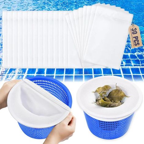 Lot de 30 chaussettes filtrantes réutilisables pour écumoire de piscine, accessoires pour écumoire de piscine (1/4)