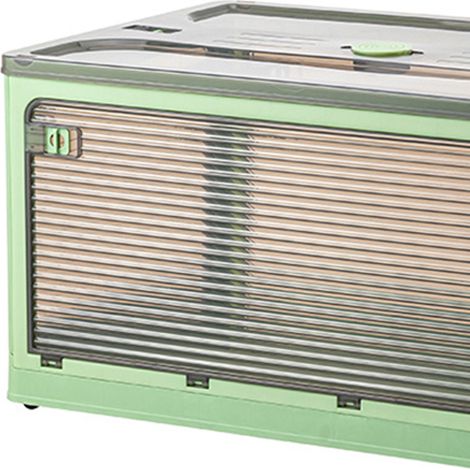 Grande boîte de rangement pliable en plastique transparent pour vêtements, couvertures, jouets, armoire, 51.5x36x30 cm, couleur thé vert bambou. (1/3)