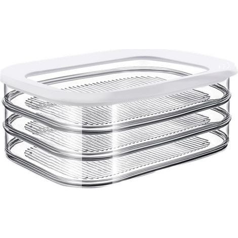 Boîte de conservation charcuterie 3 étages – Boîte de rangement frigo transparente sans BPA 1650 ml – Passe au lave-vaisselle – Blanc (1/5)