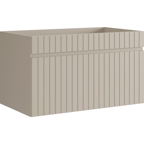 Meuble sous vasque suspendu strié beige - 80 cm - SATARA