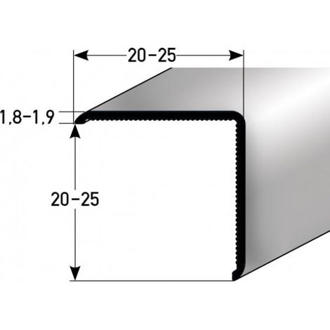 PROVISTON Eckschutzwinkel Aluminium Edelstahloptik Breite 20 mm Höhe 20 mm Länge 1000 mm Ungebohrt Eckschutzprofil Eckschutzleiste Metallprofil 1 Stück (1/3)
