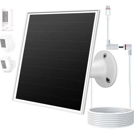Enowelir Chargeur solaire 5 W pour caméras de sécurité extérieures – DC 5 V compatible avec les caméras à batterie rechargeable Micro USB et USB-C, indice d'étanchéité IP65, cable de charge de 3 m (1/5)