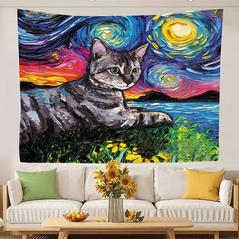 Tapisserie murale style universitaire, tapisserie tendance pour chambre à coucher ou salon. 100x75cm (1/5)