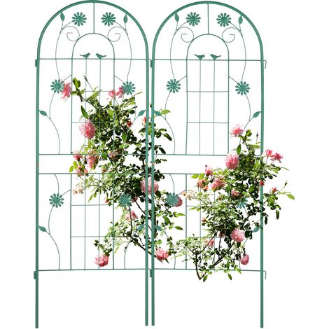Relaxdays Rankgitter, 2er Set, HxB 150 x 50 cm, freistehend, Rankhilfe zum Stecken, Kletterpflanzen, Blumenspalier, grün