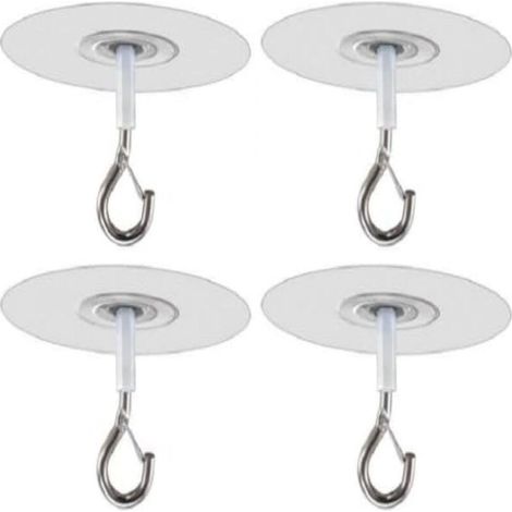 Set di 4 ganci autoadesivi da soffitto con caratteristiche di sicurezza, non richiedono foratura, ganci da soffitto resistenti, ganci adesivi extra forti per vasi di fiori, ganci da soffitto di sicure (1/4)