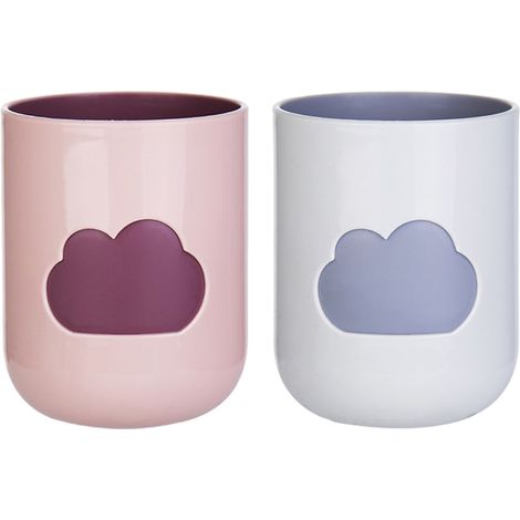 Gobelet Dentaire - Motif Nuage - Matériau Pp Incassable - Pour Salle De Bain - Lot De 1 (1/5)
