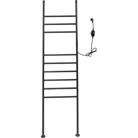 Sèche-serviettes électrique au sol, noir, porte-serviettes électrique au sol, 42,5 x 160 cm pour salle de bain, balcon, chambre à coucher (1/5)