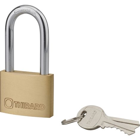 Lucchetto TYPE 1 50 mm con corpo in ottone e arco in acciaio nichelato, per interno, 2 chiavi – THIRARD