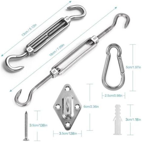 Kit de Fixation pour auvent de Jardin , Triangle et carré , rectangulaire , Accessoires de Fixation de Voile d'ombrage en Acier Inoxydable Robuste (1/3)