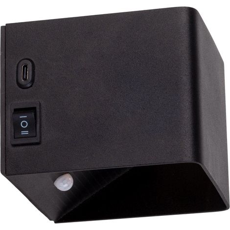 Applique Murale Magnétique Cube avec Détecteur de Mouvement, Métal Noir, 10 x 10 cm - PANGIVO (1/5)