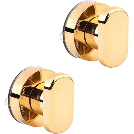 Lot de 2 Auto-adhésif Poignée d'armoire de Cuisine Poignée de Porte Réfrigérateur Poignée de Porte Coulissante Poignée de Vitres en Verre Coulissant Poignée avec Adhésif -Rondes, dorées (1/5)